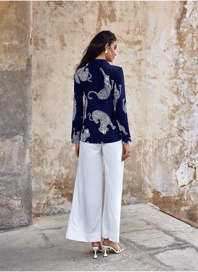 لوكس ويف Graphic Print Lace Patchwork Shirt by Styli