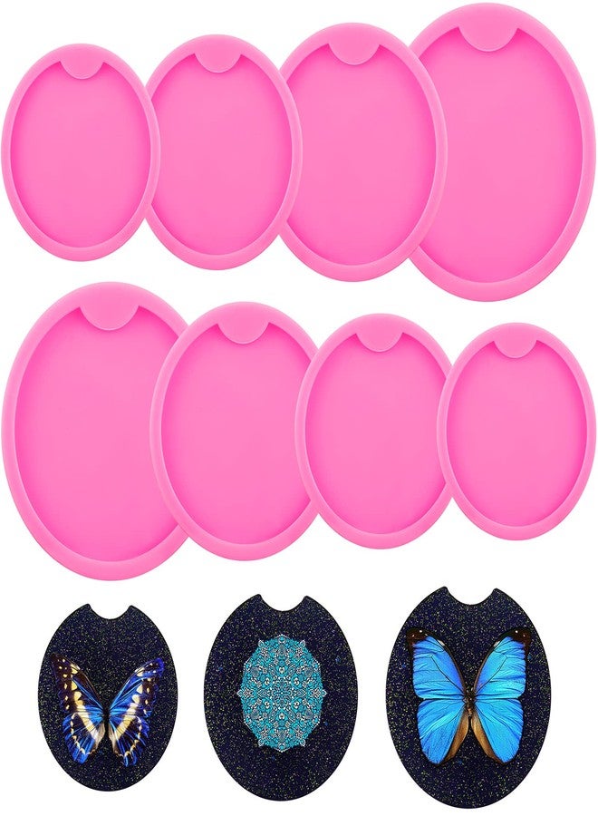 Romooa 8 Pieces Car Coaster Mold DIY Round Coaster Resin Silicone Mold Epoxy Casting Silicone Keyring for Cup Mats, Home Decoration, Pink, 6.5 Cm, 7.5 Cm,8.5cm, 10cm Diameter - Image 1