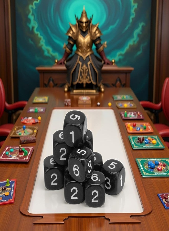 SelHeng 20Pcs Black Polyhedral Dice Set, 6-Sided Number Dice, 16mm, Round Corner, for Board Games and Teaching - Image 5
