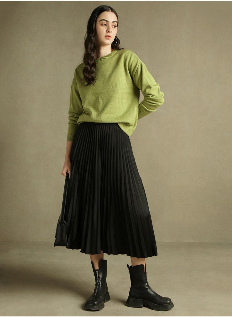 Dennis Lingo Women's Apple Green 100% Acrylic Solid Regular Fit Sweater  - Image 5