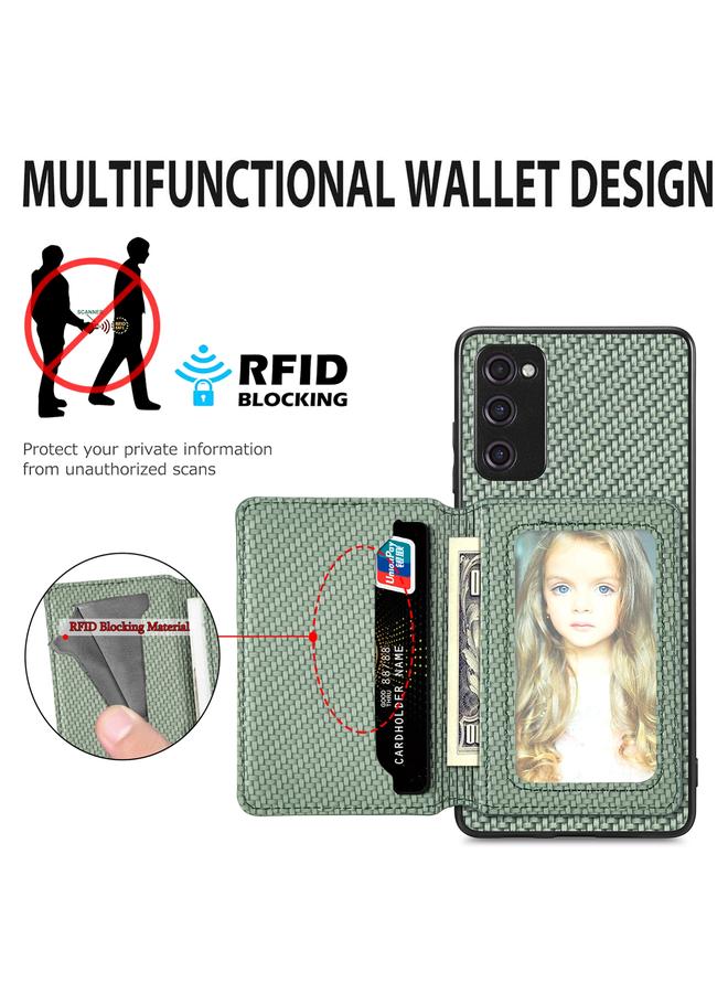 اس-توب جراب لهاتف Samsung Galaxy S20 FE مصنوع من ألياف الكربون ومحفظة مغناطيسية وحقيبة هاتف - Image 4