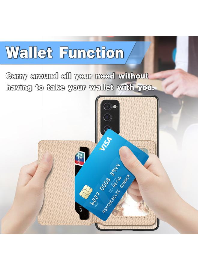 اس-توب جراب لهاتف Samsung Galaxy S20 FE مصنوع من ألياف الكربون ومحفظة مغناطيسية وحقيبة هاتف - Image 5