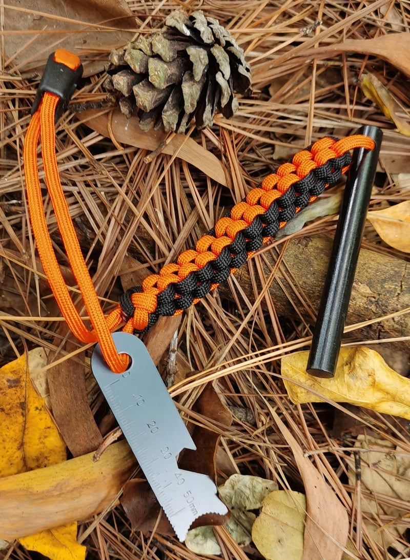 KASTWAVE Drilled Ferro Rod Fire Starter, 4 Inch Flint Steel with Paracord Lanyard Handle, Striker and Whistle, Hiking, Camping All-Weather Ferrocerium Rod - Image 3