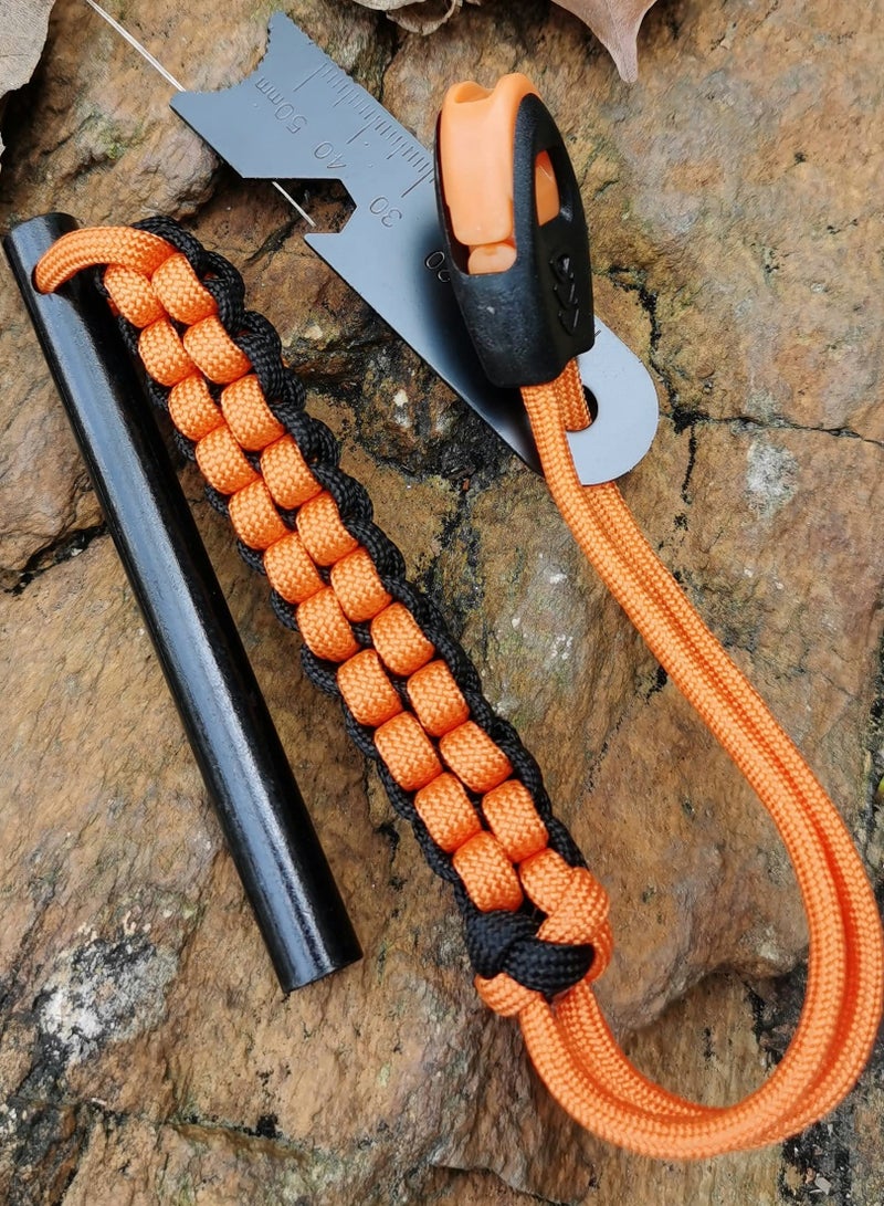 KASTWAVE Drilled Ferro Rod Fire Starter, 4 Inch Flint Steel with Paracord Lanyard Handle, Striker and Whistle, Hiking, Camping All-Weather Ferrocerium Rod - Image 4