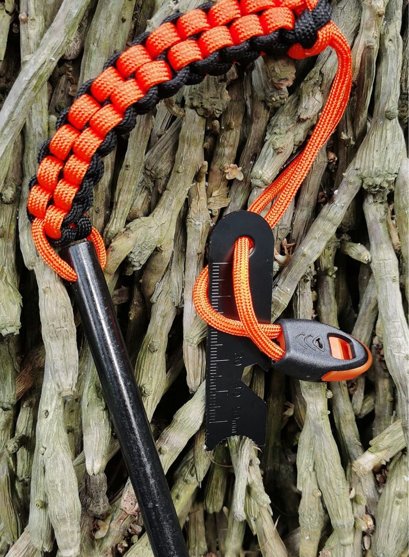 KASTWAVE Drilled Ferro Rod Fire Starter, 4 Inch Flint Steel with Paracord Lanyard Handle, Striker and Whistle, Hiking, Camping All-Weather Ferrocerium Rod - Image 2