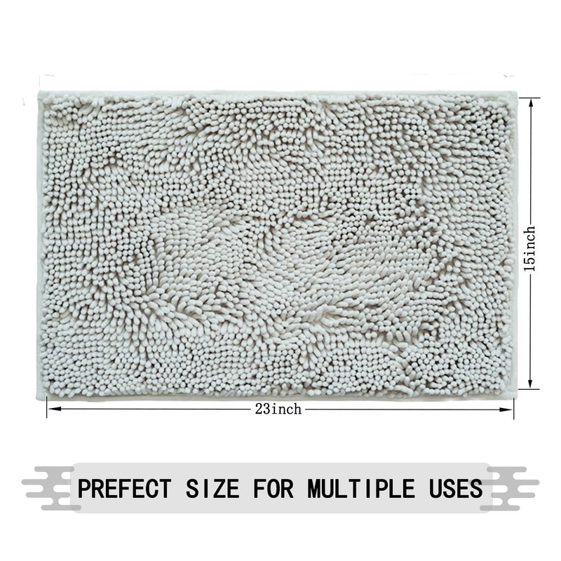Flotstiga Bathroom Rugs 15x23,Super Absorbent Soft,Thick,Machine Washable Chenille Bath Mat,Non Slip Toilet Floor Rug,Bath Mats for Bathroom Floor, Home Decor Accessories,Grey - Image 2