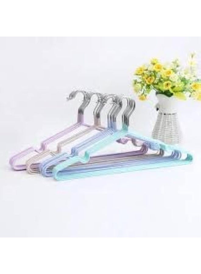 علاقة ملابس من الفولاذ المقاوم للصدأ مطلية بالسيليكون - 10 قطع - ألوان متنوعة - Image 1