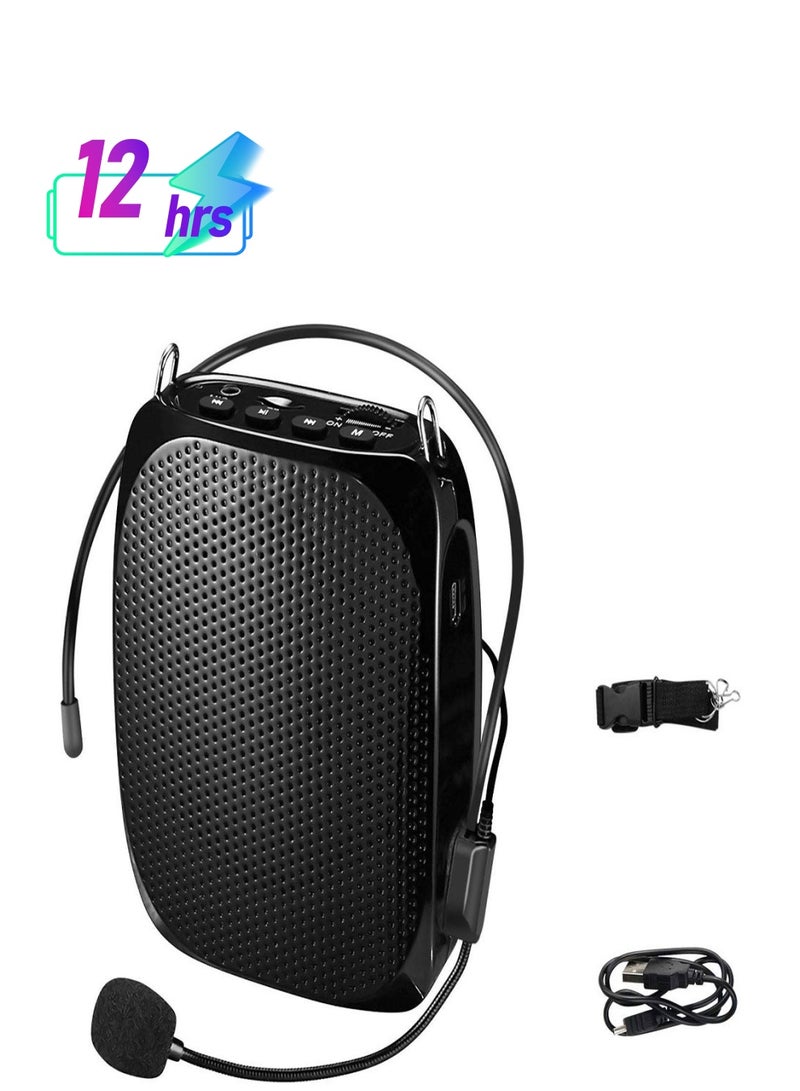 Wireless Voice Amplifier, Portable Mini Voice Amplifier with Wired Microphone Headset Waistband, Supports MP3 Format Audio for Teachers, Singing, Coaches, Training, Presentation, Tour Guide - Image 1