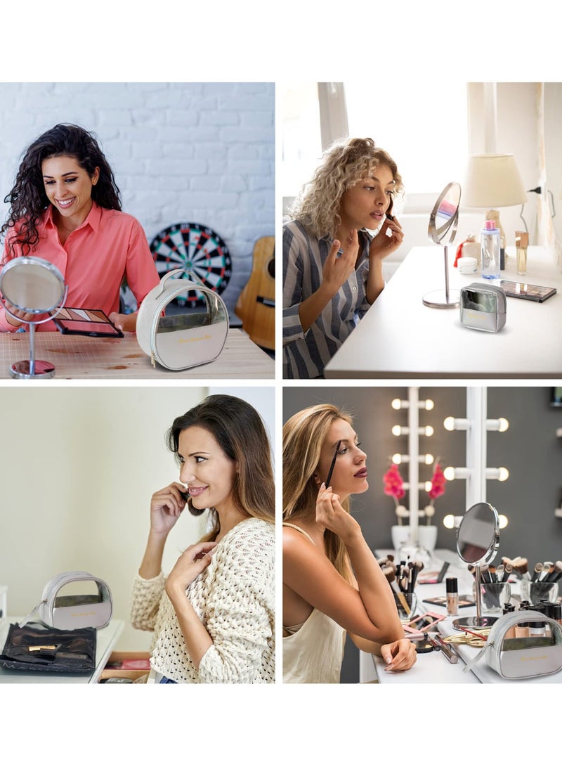 SOLARAE Makeup Bag Set, 3 Pieces Travel Make up Bag with Large Capacity, Clear & Waterproof Cosmetic Bags, Wash Bags Toiletry Bags for Travel - Available in Silver - Image 5