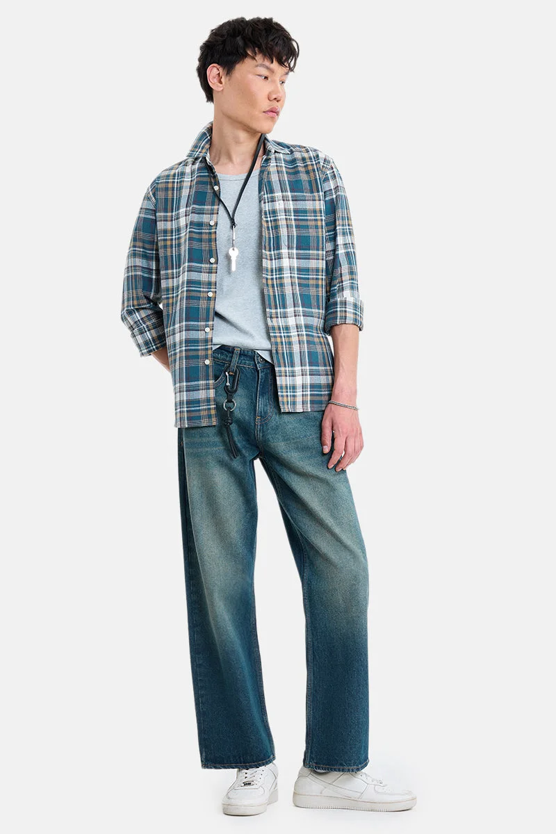 سنيتش Blue Solid Straight Fit Casual Jeans