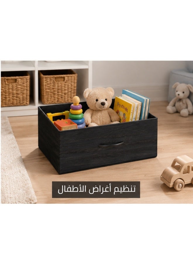 Foldable Fabric Storage Box with Wooden Handle 47 × 28 × 21 cm – Multi-Purpose Closet Organizer Bin for Clothes, Towels, Kids Toys, Books, Magazines & Household Accessories, Durable Collapsible Storage Basket for Shelves, Bedroom, Living Room & Office - Image 5