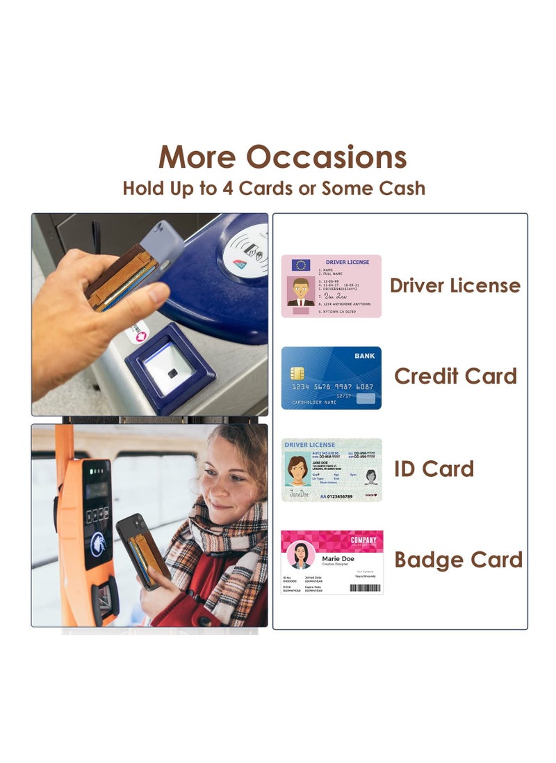 Generic - Cell Phone Card Holder Pouch Self-Adhesive Phone, Brown, Stick on Wallet Card Holder for Back of Phone Case Leather ID Card Holder Sleeve Pouch Credit Card Grip Holder - Image 1