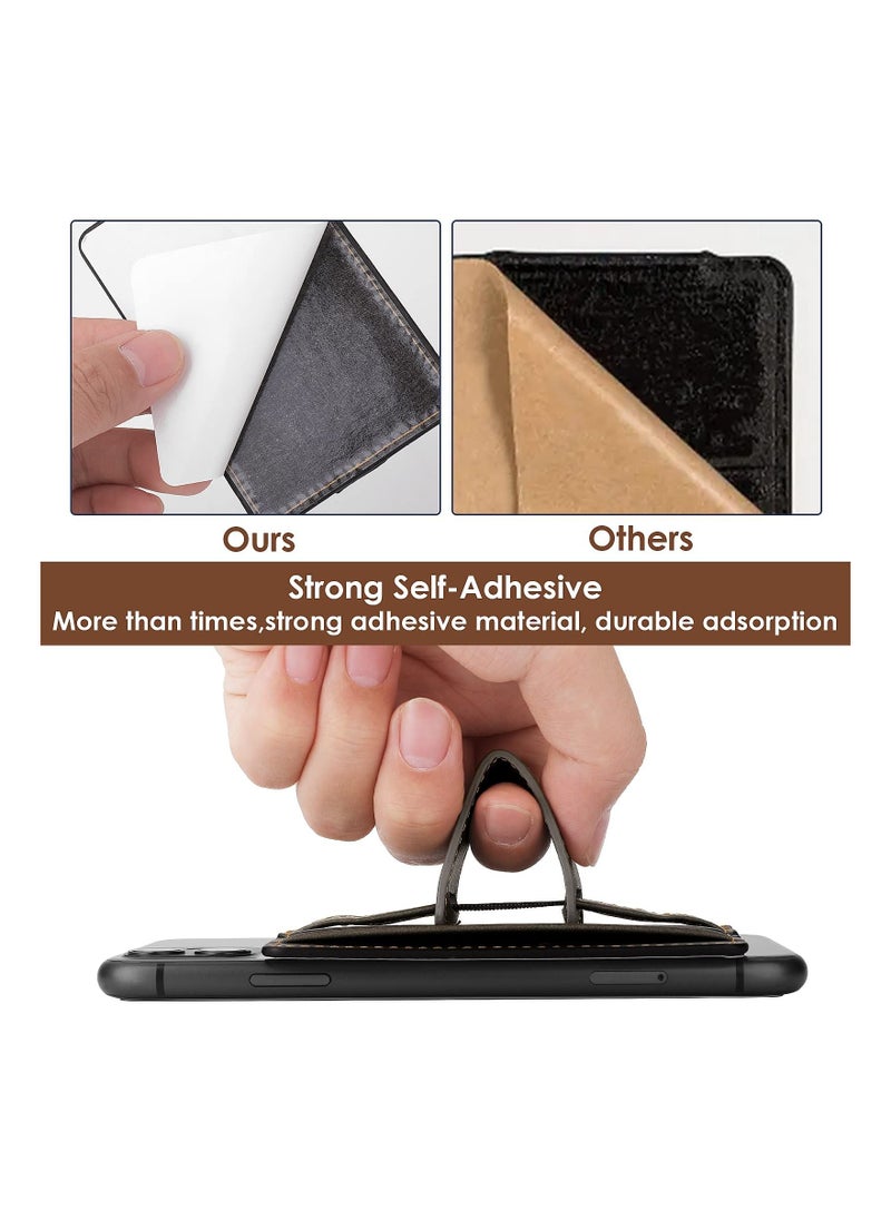 Generic - Cell Phone Card Holder Pouch Self-Adhesive Phone, Brown, Stick on Wallet Card Holder for Back of Phone Case Leather ID Card Holder Sleeve Pouch Credit Card Grip Holder - Image 1