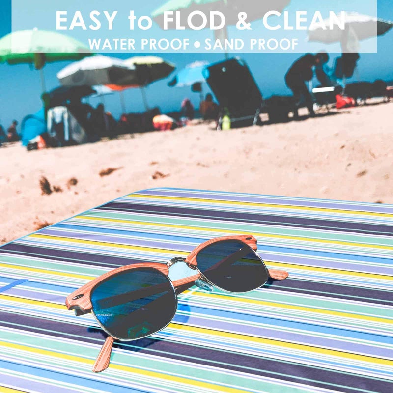 GIVERARE Picnic Beach Blanket, XL Sandfree Waterproof Outdoor Camping Blanket, Quick Drying Oxford Family Mat, Portable Extra Large Picnic Mat for Travel, Hiking, Music Festival, Lawn - Image 5