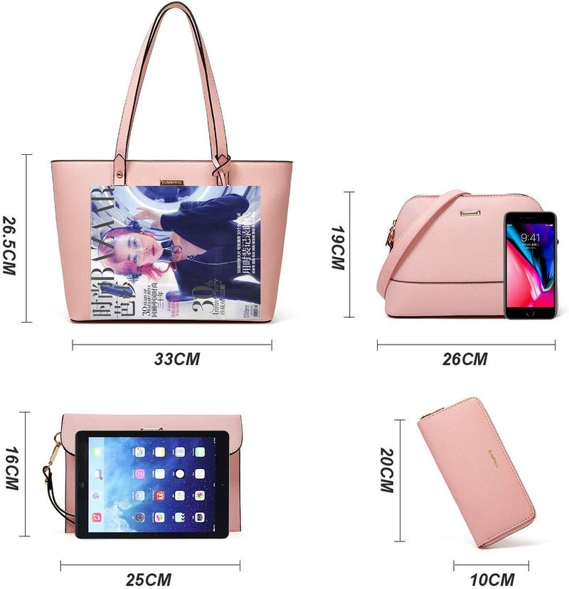 YTL Women Fashion Handbags Wallet Tote Bag Shoulder Bag Top Handle Satchel Purse Set 4pcs - Image 4