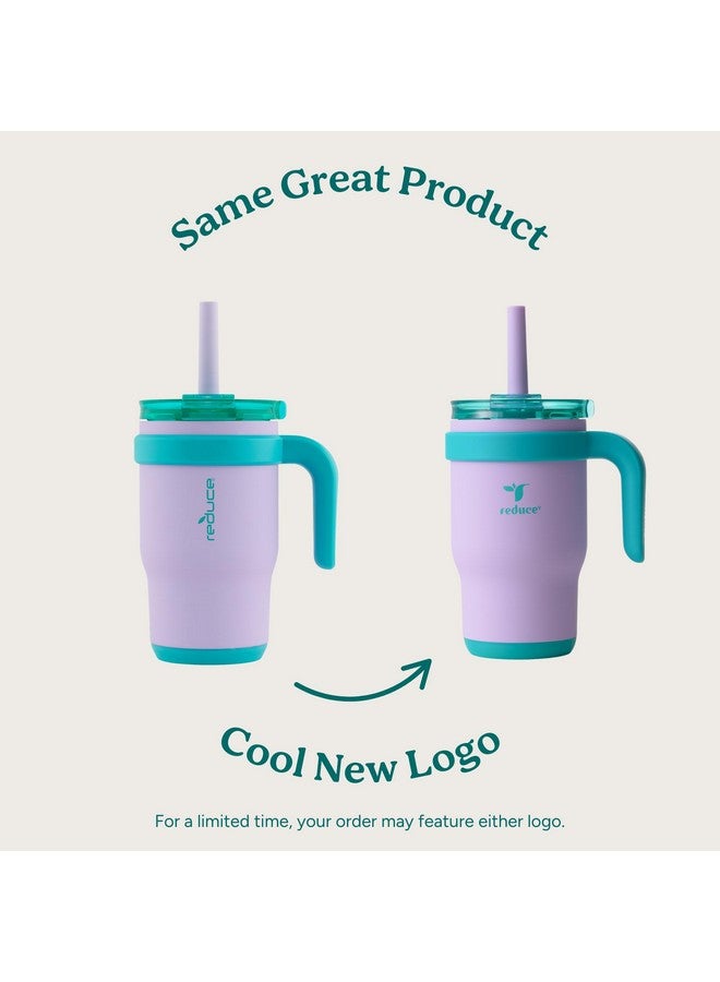 REDUCE 14 Oz Coldee Kids Tumbler with Lid and Straw - Coldee Insulated Travel Mug - Spill-Proof, Sweatproof Stainless Steel, BPA-Free - Includes Handle, Reusable Silicone Straw - Camp Green - Image 2