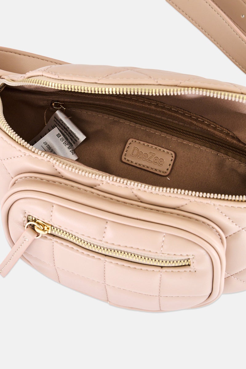 Deezee Women 2 Pcs Brand Logo Fanny Pack With Coin Pouch, Beige - Image 3