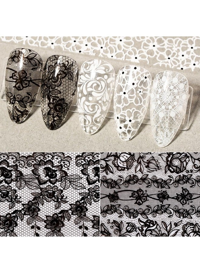 سيلبوي SILPECWEE 20 لفة من رقائق الأظافر الدانتيل باللونين الأبيض والأسود، رقائق نقل الأظافر على شكل زهرة، ملصقات رقائق فن الأظافر، رقائق ثلاثية الأبعاد للأظافر، ملصقات مانيكير لتزيين أظافر الأكريليك بنفسك - Image 5