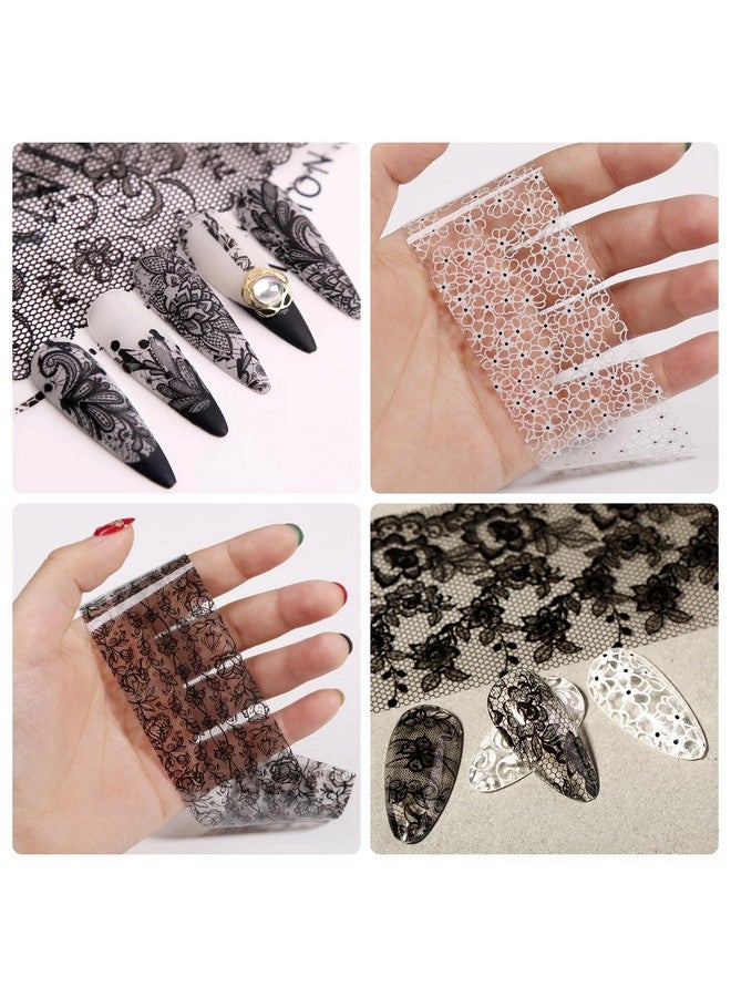 سيلبوي SILPECWEE 20 لفة من رقائق الأظافر الدانتيل باللونين الأبيض والأسود، رقائق نقل الأظافر على شكل زهرة، ملصقات رقائق فن الأظافر، رقائق ثلاثية الأبعاد للأظافر، ملصقات مانيكير لتزيين أظافر الأكريليك بنفسك - Image 3