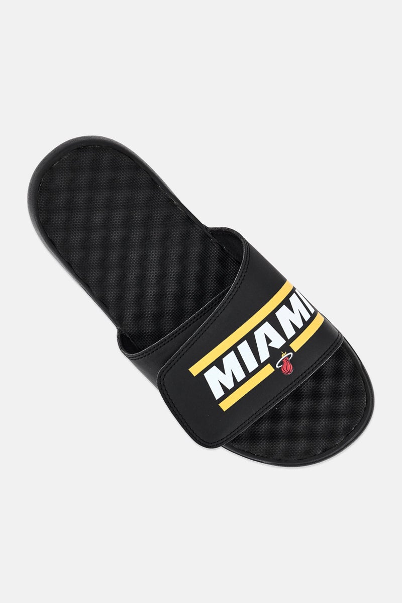 ISlide Men Miami Heat Bar Logo Slip On Slides, Black - Image 4