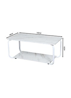 DANUBE HOME Rowan Coffee Table Multifunctional Living Room Desk Space Saving Center Table Modern Design Furniture For Home Living Room L 100 x W 48 x H 43 cm White  - Image 5