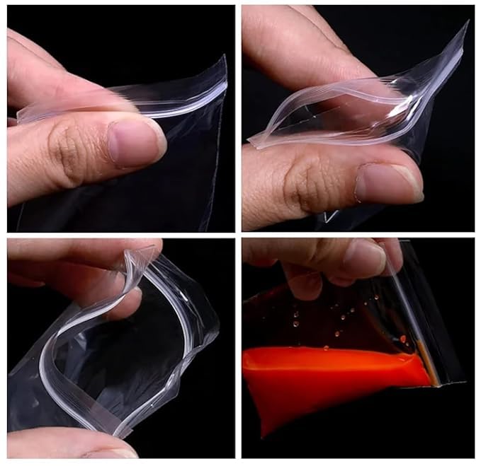 KAMAK Zip Lock Pouch Reusable Clear Plastic Bags Storage Pouches Press Seal Apply To Kitchen Storage Jewellery Packaging Office 100Pcs 5X6 Inch  - Image 3