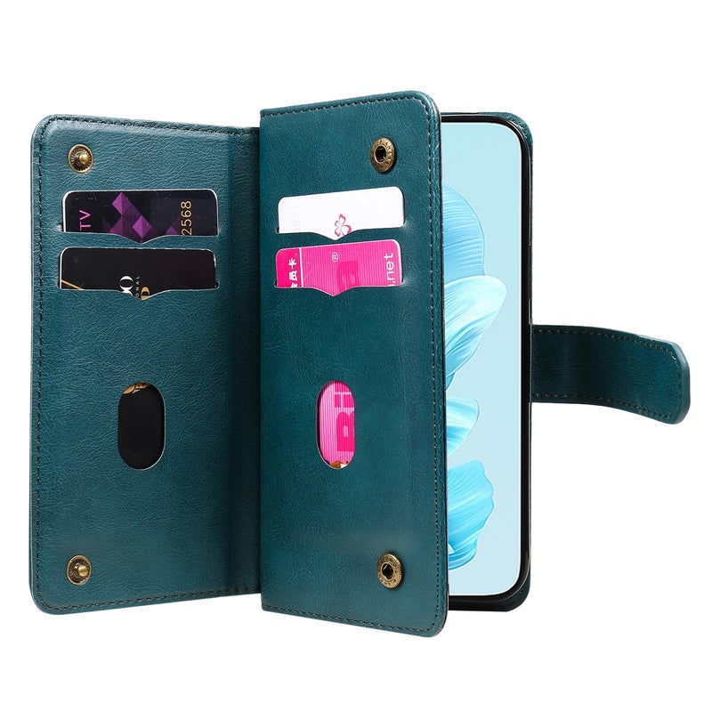 HuHa Case Cover For Honor 200 Lite Global Multi-Function Wallet 10 Card Slots Leather Phone Case(Dark Green) - Image 5