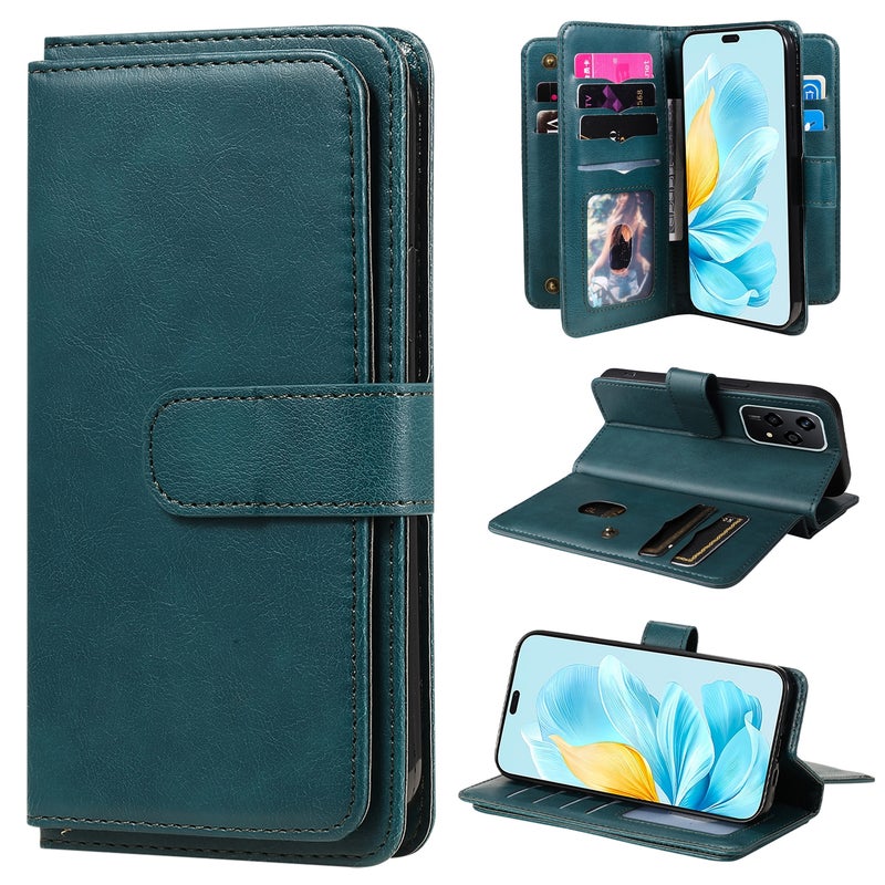 HuHa Case Cover For Honor 200 Lite Global Multi-Function Wallet 10 Card Slots Leather Phone Case(Dark Green) - Image 1