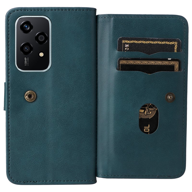 HuHa Case Cover For Honor 200 Lite Global Multi-Function Wallet 10 Card Slots Leather Phone Case(Dark Green) - Image 4