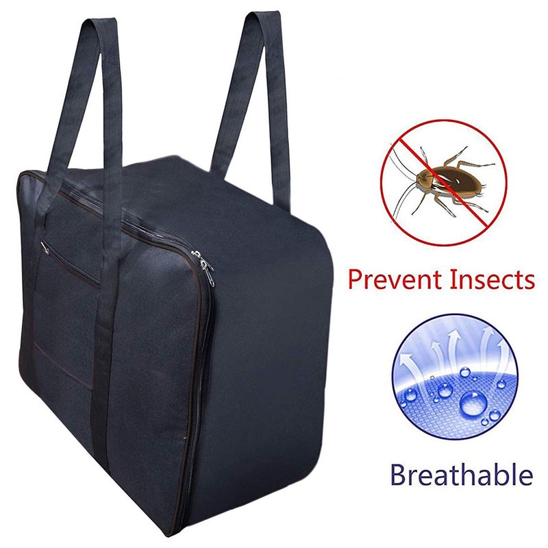 Kuber Industries Rexine 2 Pcs Jumbo Underbed Moisture Proof Storage Bag with Zipper Closure and Handle Black CTKTC6317 - Image 3