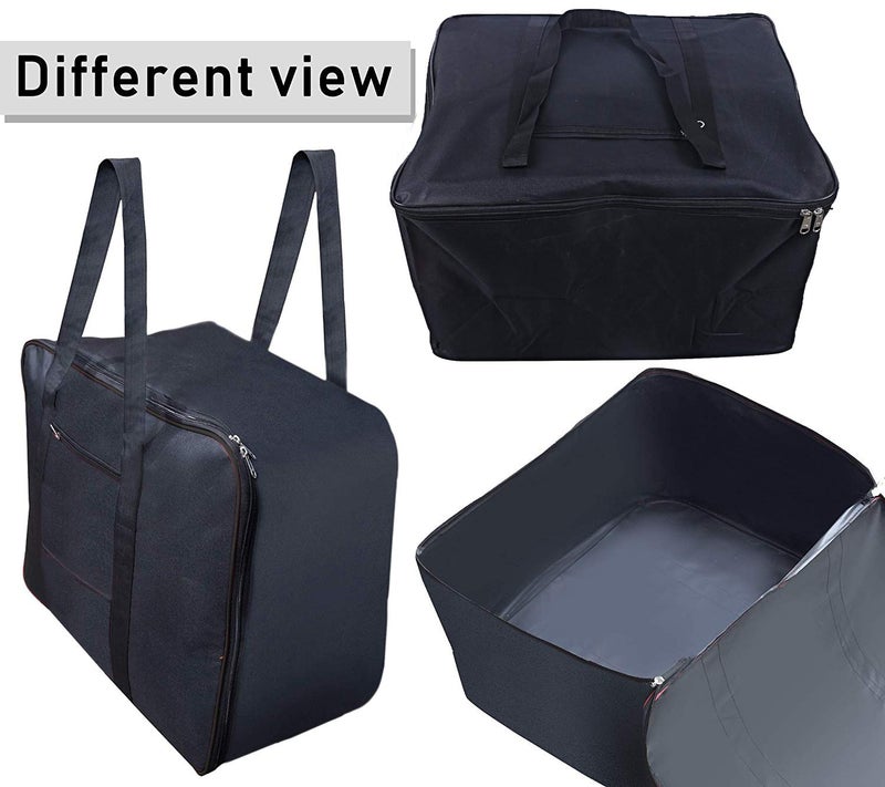 Kuber Industries Rexine 2 Pcs Jumbo Underbed Moisture Proof Storage Bag with Zipper Closure and Handle Black CTKTC6317 - Image 5