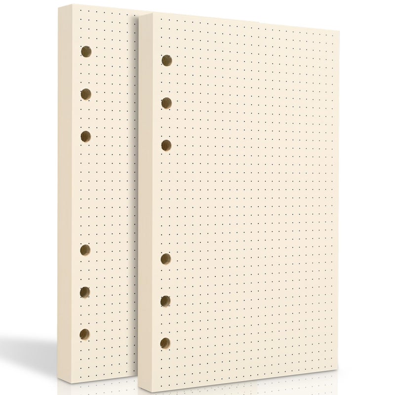 Tofun 2 Packs A6 Dot Grid Paper, 6 Hole Punched,A6 Dotted Refill Paper for Planner/Binders/Organizer, 6.7x4.2 Inch,80 Sheets,Beige,100GSM - Image 1