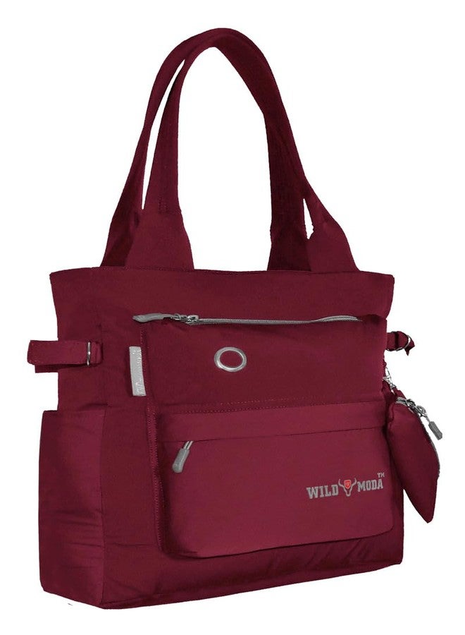 WILD MODA College and Office Tote Bag for Girls and Women (Maroon Grey) - Image 1