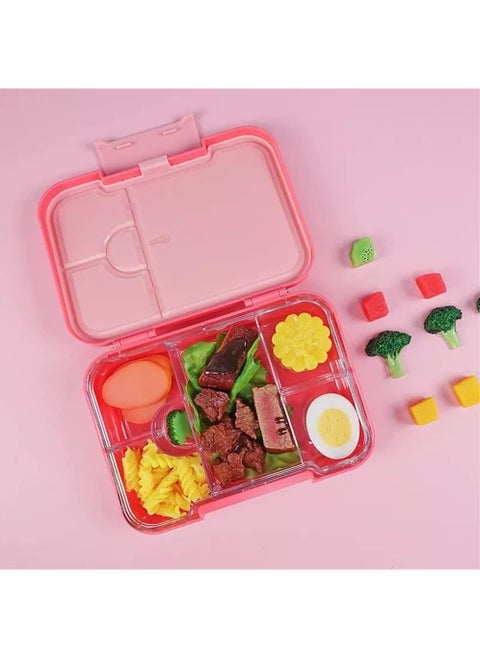 Bento Box, 4/6 Compartment Bento Lunch Box, Leak-Proof Lunch Box Toddler-Friendly Bento Lunch Box, BPA-Free, Dishwasher Safe, Suitable for Children Aged 3 to 7 years (Pink)