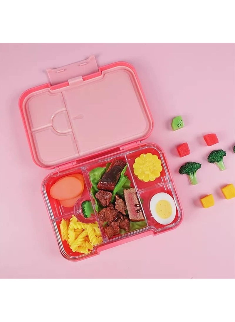 Bento Box, 4/6 Compartment Bento Lunch Box, Leak-Proof Lunch Box Toddler-Friendly Bento Lunch Box, BPA-Free, Dishwasher Safe, Suitable for Children Aged 3 to 7 years (Pink)