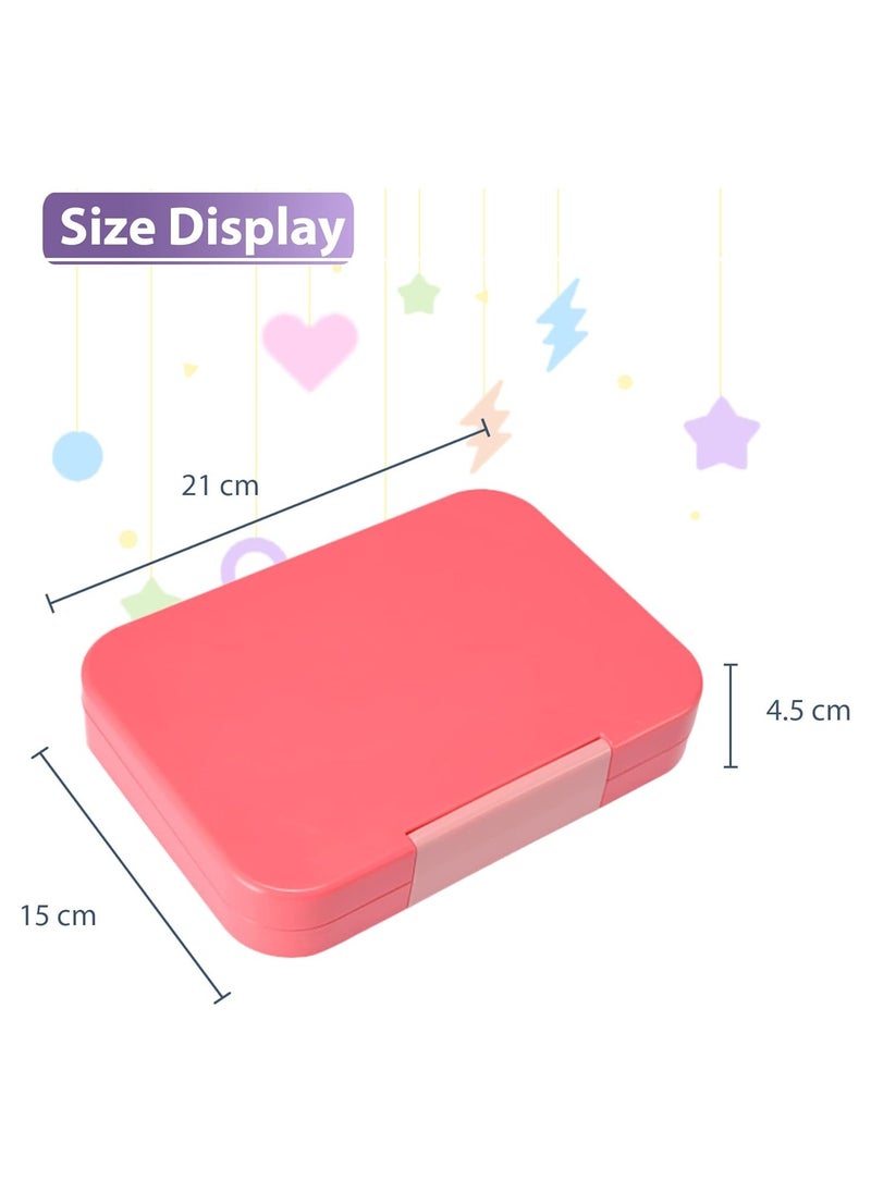 Bento Box, 4/6 Compartment Bento Lunch Box, Leak-Proof Lunch Box Toddler-Friendly Bento Lunch Box, BPA-Free, Dishwasher Safe, Suitable for Children Aged 3 to 7 years (Pink)