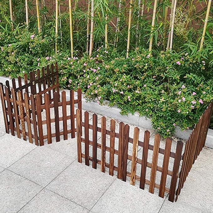 LINGWEI Wooden Garden Fence - 160x50x1cm | Decorative Natural Wood Lawn Edging for Outdoor & Garden Decoration | Flexible and Easy to Install Border Fence - Image 1