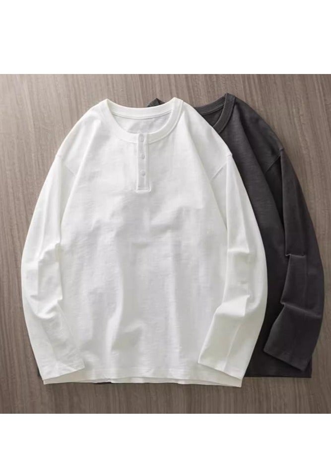 Men's Pure Cotton Long Sleeved 400G Heavyweight T-Shirt Sweatshirt - Image 3