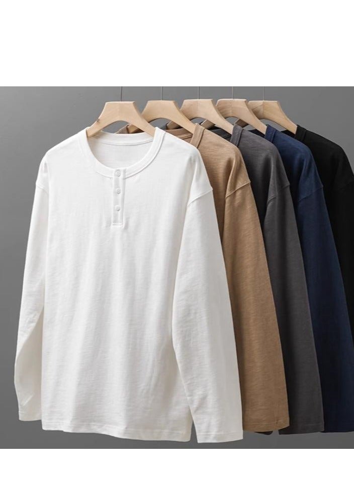 Men's Pure Cotton Long Sleeved 400G Heavyweight T-Shirt Sweatshirt - Image 4