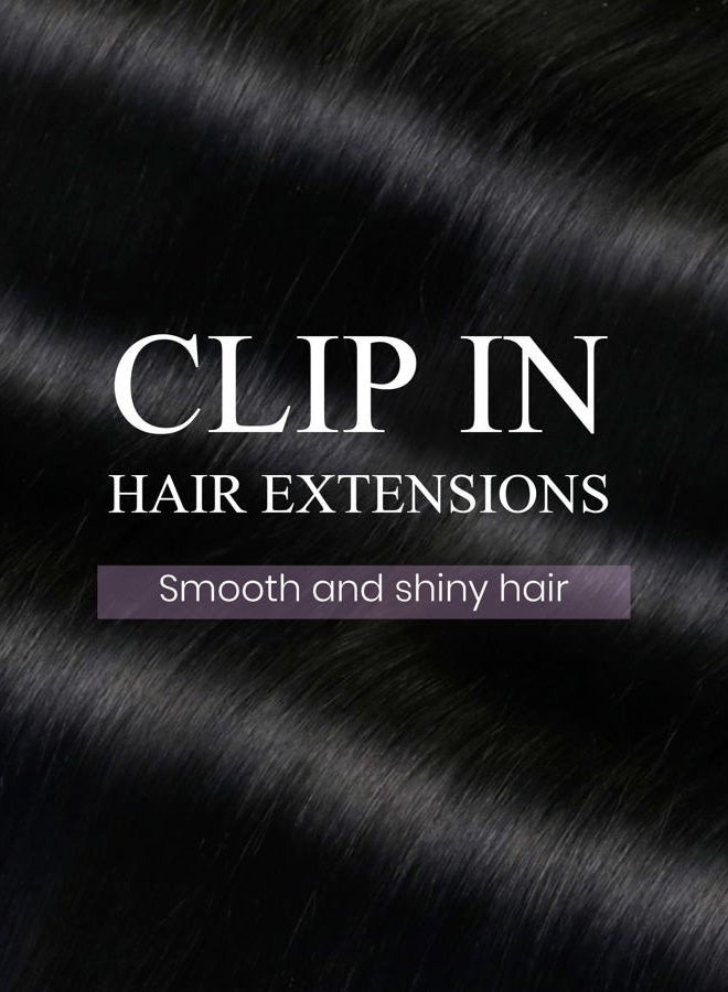 LaaVoo Human Hair Clip in Extensions Jet Black Clip in Hair Extensions Real Human Hair Black Women Hair Extensions Clip ins Black Women 22 Inch 7Pcs 105g - Image 4