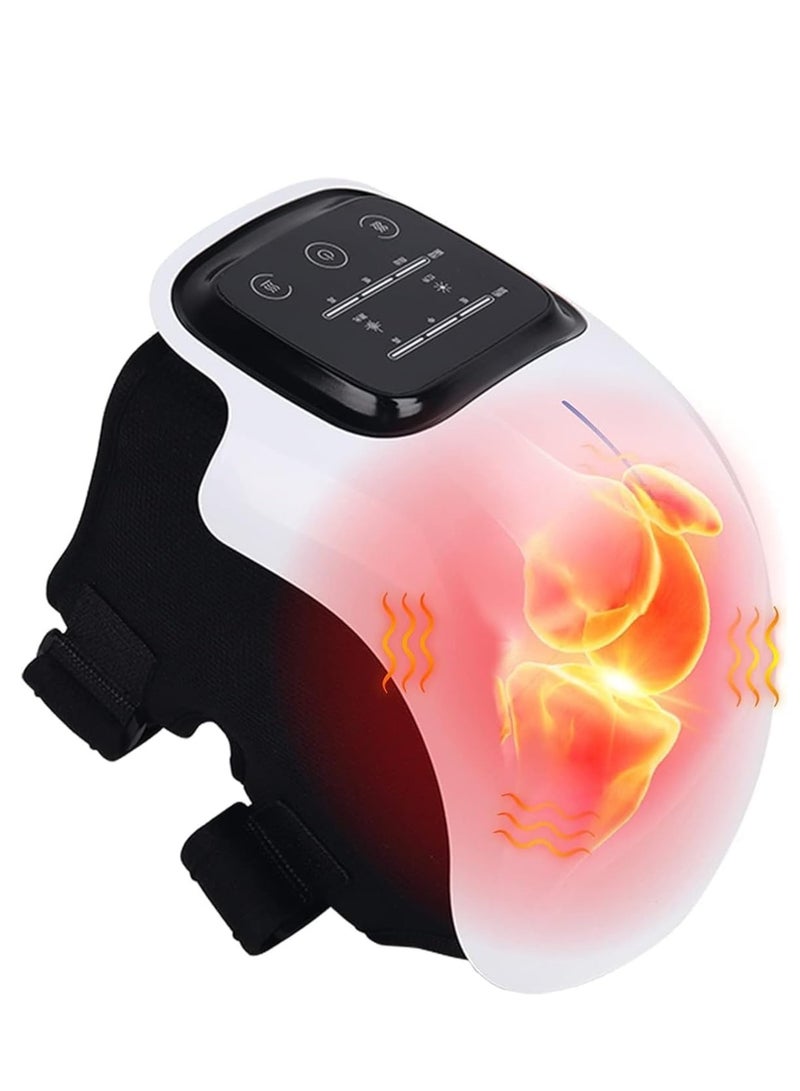 JAJEEK مدلك الركبة بشاشة LED كبيرة - مدلك قابل لإعادة الشحن يمكن ارتداؤه مع حرارة لتخفيف التهاب المفاصل، آلام المفاصل، الإصابات والصلابة - جهاز ذكي لتخفيف الألم، أسود - Image 1