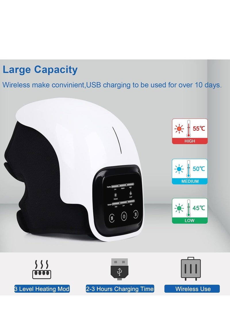 JAJEEK مدلك الركبة بشاشة LED كبيرة - مدلك قابل لإعادة الشحن يمكن ارتداؤه مع حرارة لتخفيف التهاب المفاصل، آلام المفاصل، الإصابات والصلابة - جهاز ذكي لتخفيف الألم، أسود - Image 2