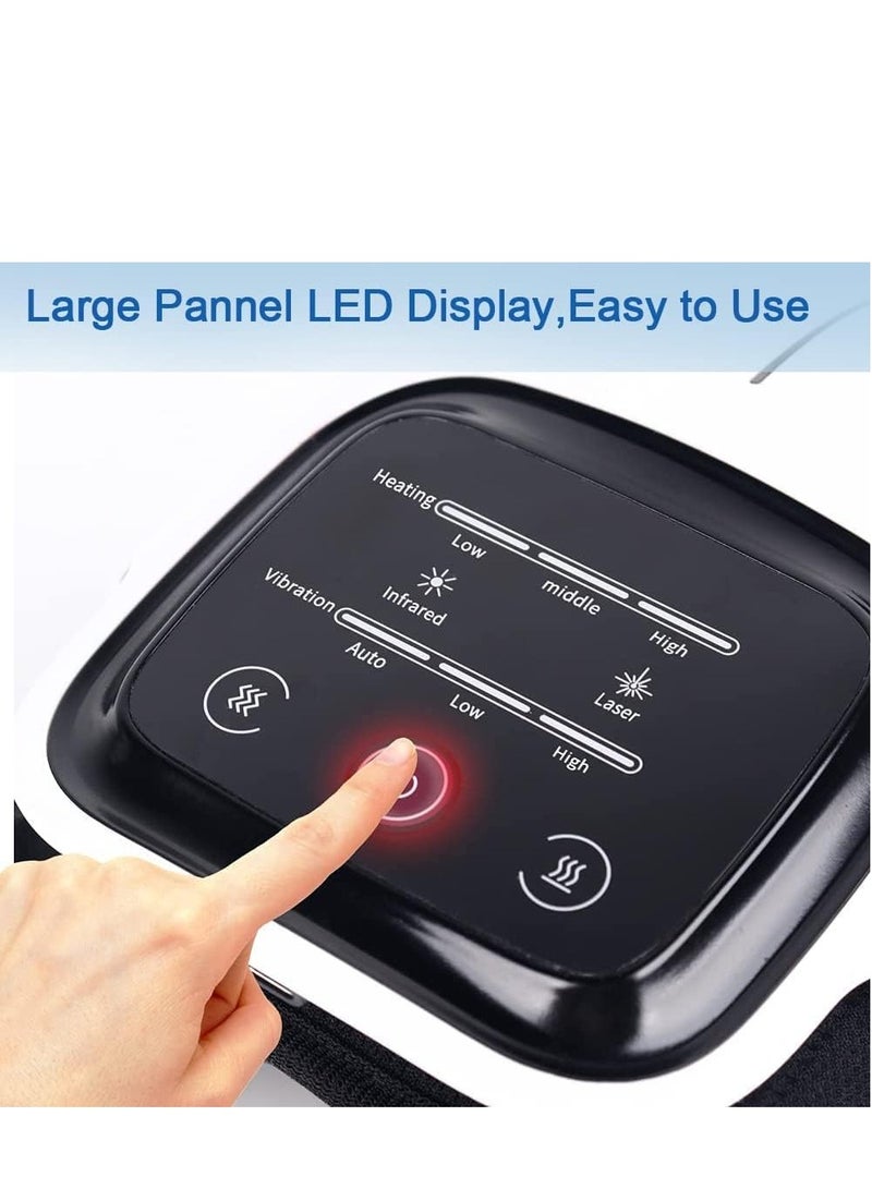 JAJEEK مدلك الركبة بشاشة LED كبيرة - مدلك قابل لإعادة الشحن يمكن ارتداؤه مع حرارة لتخفيف التهاب المفاصل، آلام المفاصل، الإصابات والصلابة - جهاز ذكي لتخفيف الألم، أسود - Image 4