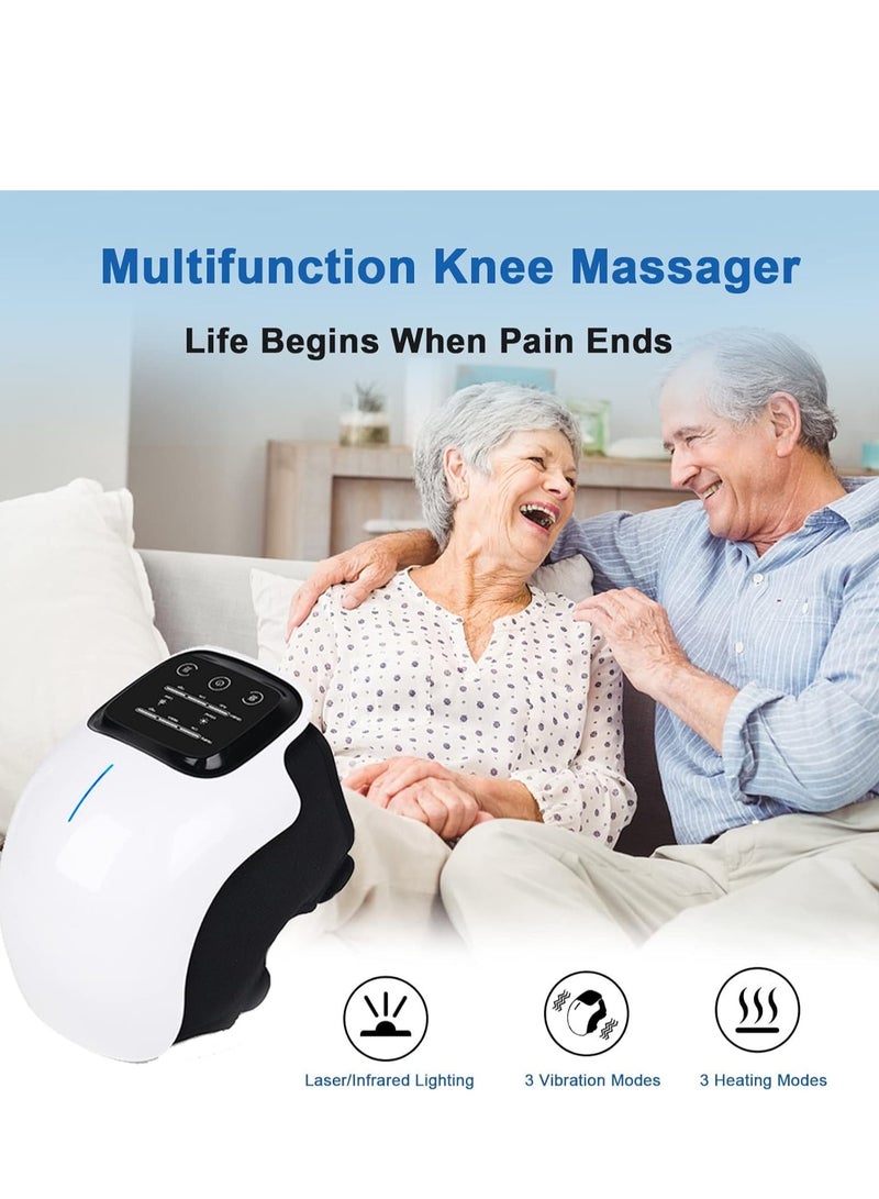 JAJEEK مدلك الركبة بشاشة LED كبيرة - مدلك قابل لإعادة الشحن يمكن ارتداؤه مع حرارة لتخفيف التهاب المفاصل، آلام المفاصل، الإصابات والصلابة - جهاز ذكي لتخفيف الألم، أسود - Image 5