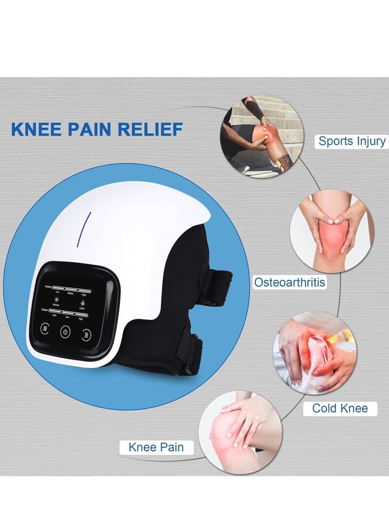 JAJEEK مدلك الركبة بشاشة LED كبيرة - مدلك قابل لإعادة الشحن يمكن ارتداؤه مع حرارة لتخفيف التهاب المفاصل، آلام المفاصل، الإصابات والصلابة - جهاز ذكي لتخفيف الألم، أسود - Image 3