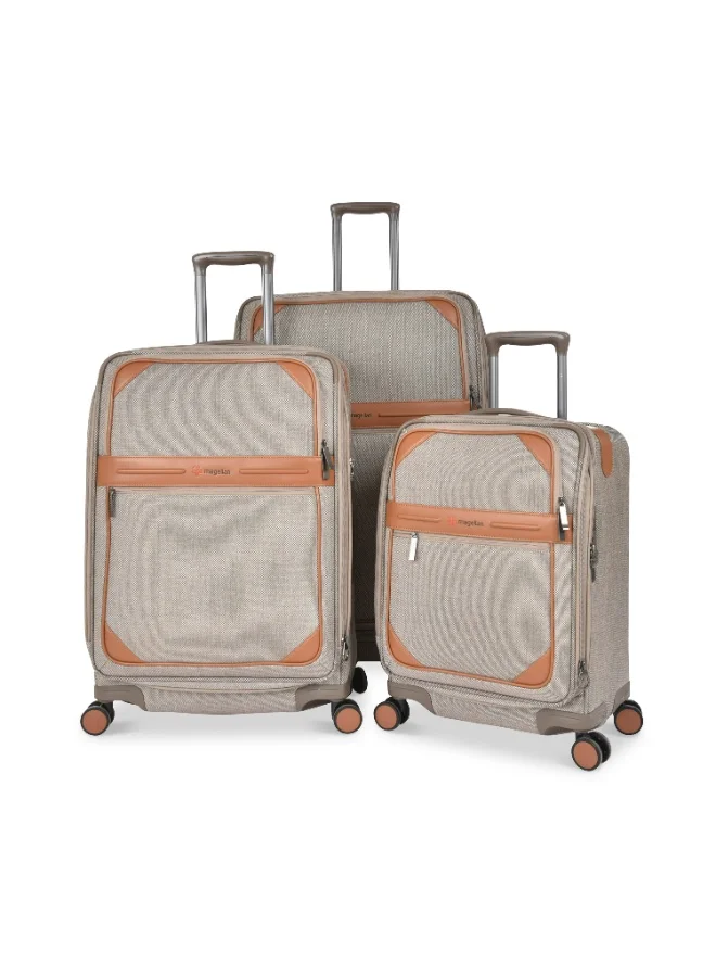 Magellan Magellan S2484TKU/3P 3 Piece Fabric Trolley Luggage Set 20/25/29 Inch, Soft Suitcases with 4 Double Wheels, Combination Lock, USB Port, Expandable Design & Telescopic Handle