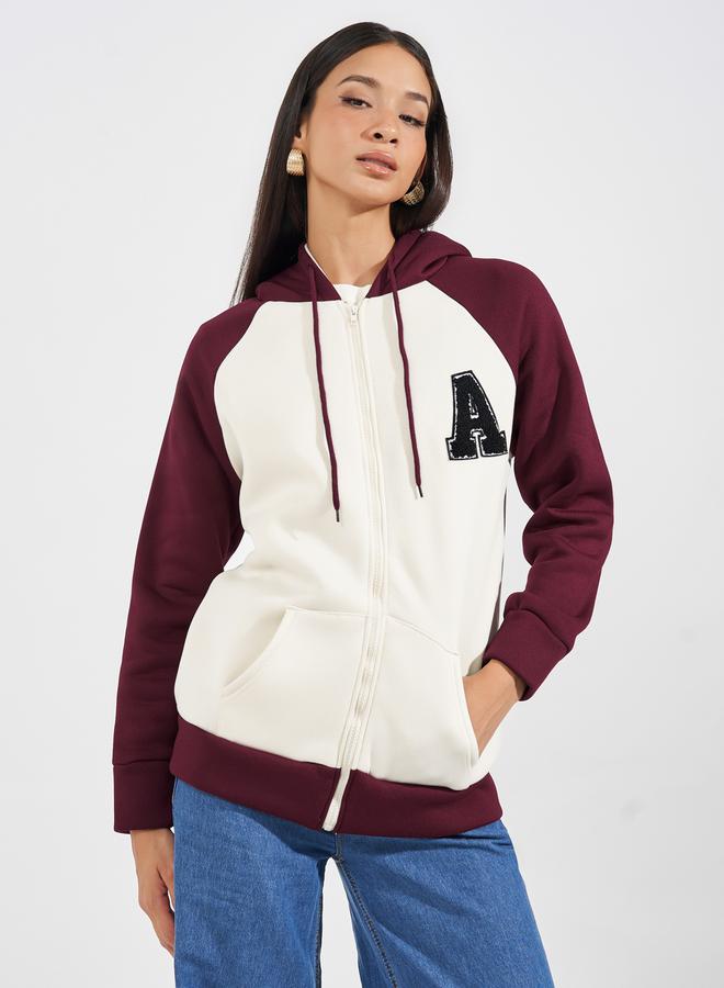 Styli Oversized Longline Color Block Zip Through Hoodie  - Image 1