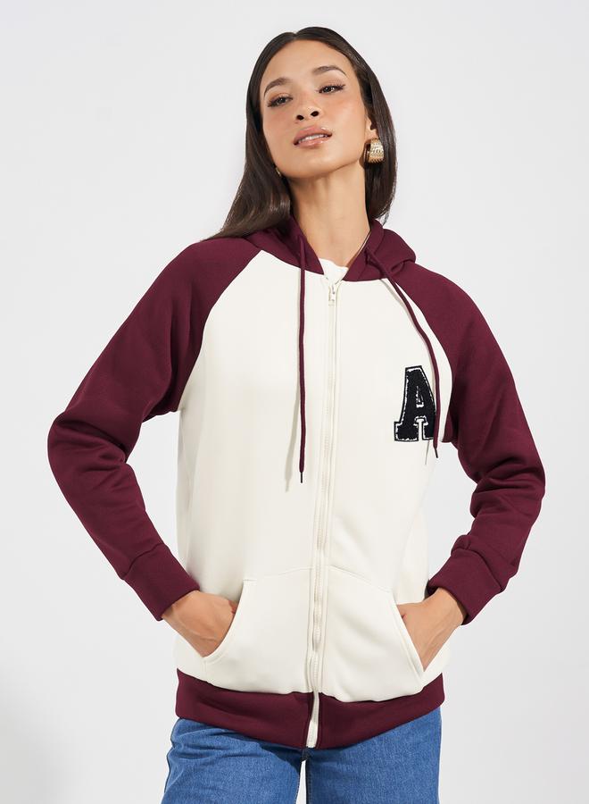Styli Oversized Longline Color Block Zip Through Hoodie - Image 1