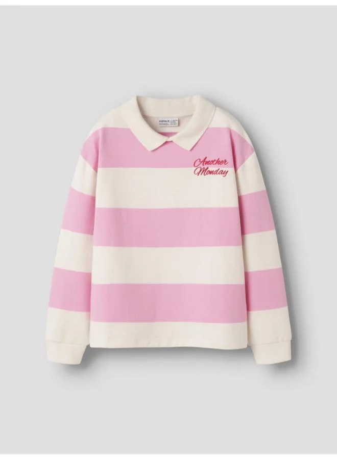 NAME IT Kids Striped Polo Pullover Sweatshirt