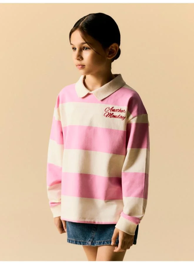 NAME IT Kids Striped Polo Pullover Sweatshirt
